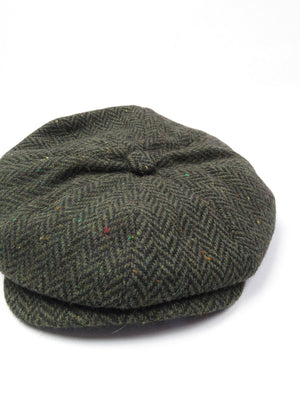 Green Tweed Baker Boy Style Flat Cap - The Harlequin