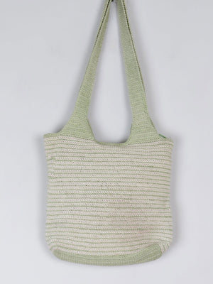 Green Vintage Crochet Cotton Shoulder Bag - The Harlequin