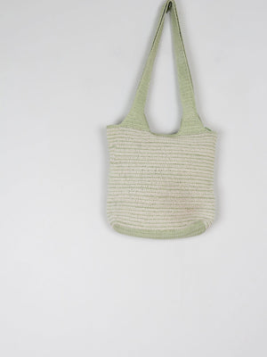 Green Vintage Crochet Cotton Shoulder Bag - The Harlequin