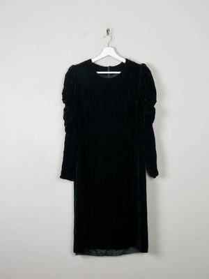 Green Vintage Velvet Dress S - The Harlequin