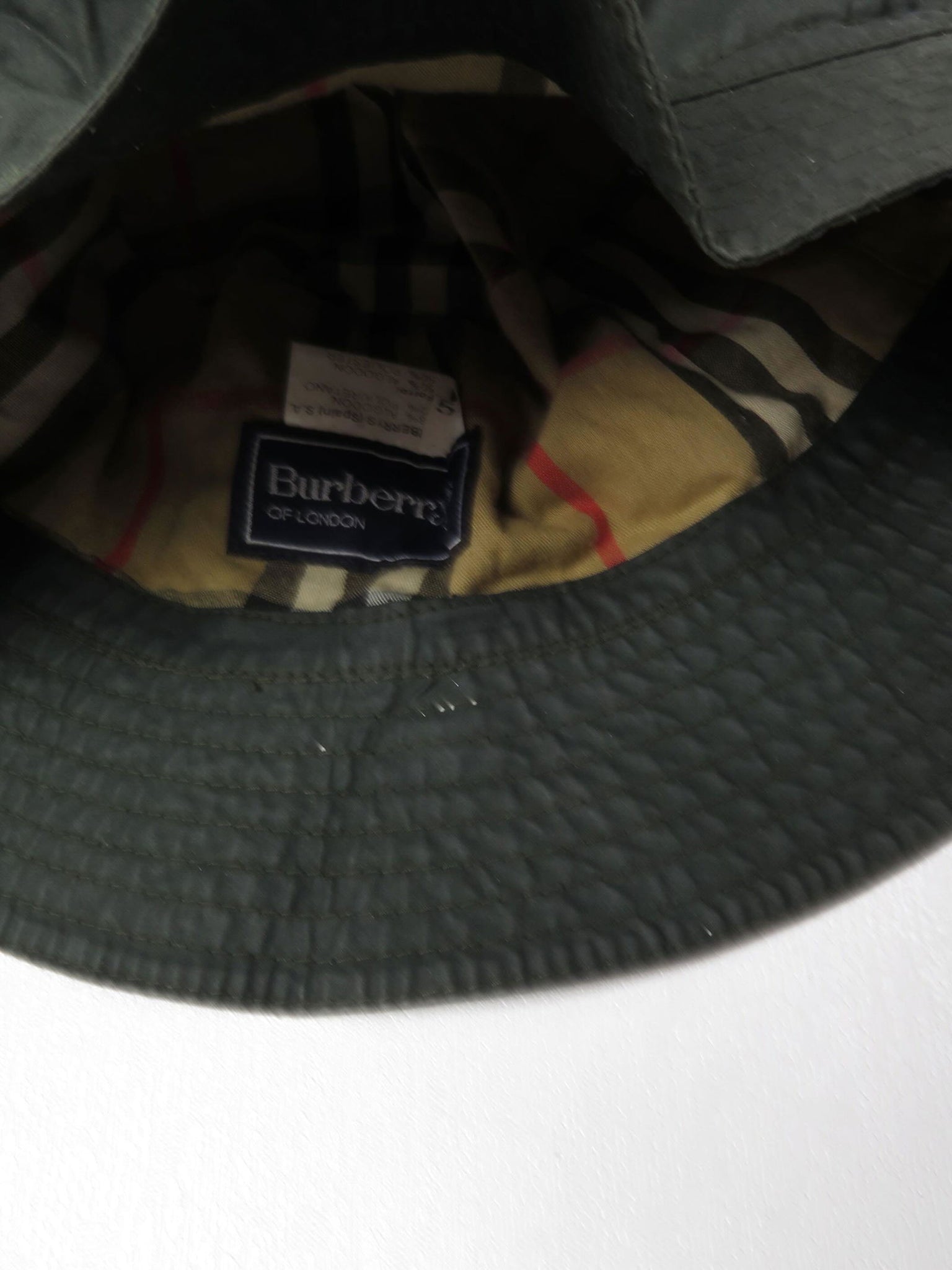 Green Waxed Vintage Burberry Bucket hat 57/S - The Harlequin