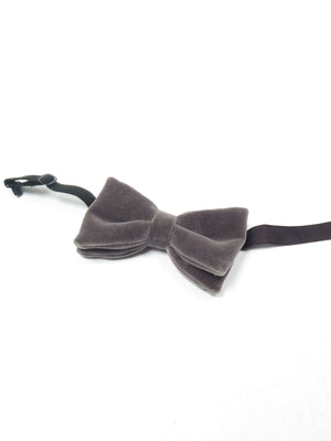 Grey Velvet Dickie Bow Tie Unworn - The Harlequin