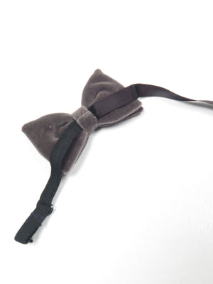 Grey Velvet Dickie Bow Tie Unworn - The Harlequin