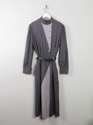 Grey Wool Vintage Panelled Dress M/L - The Harlequin