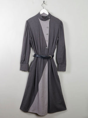 Grey Wool Vintage Panelled Dress M/L - The Harlequin