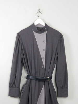 Grey Wool Vintage Panelled Dress M/L - The Harlequin