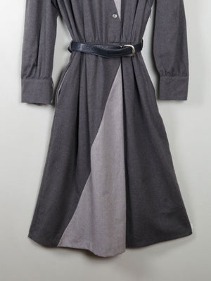 Grey Wool Vintage Panelled Dress M/L - The Harlequin