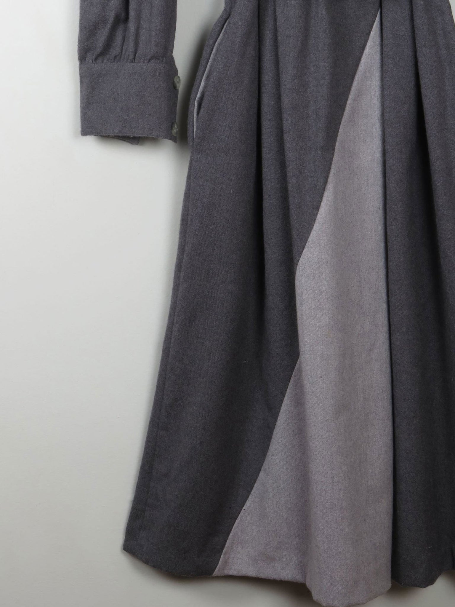 Grey Wool Vintage Panelled Dress M/L - The Harlequin