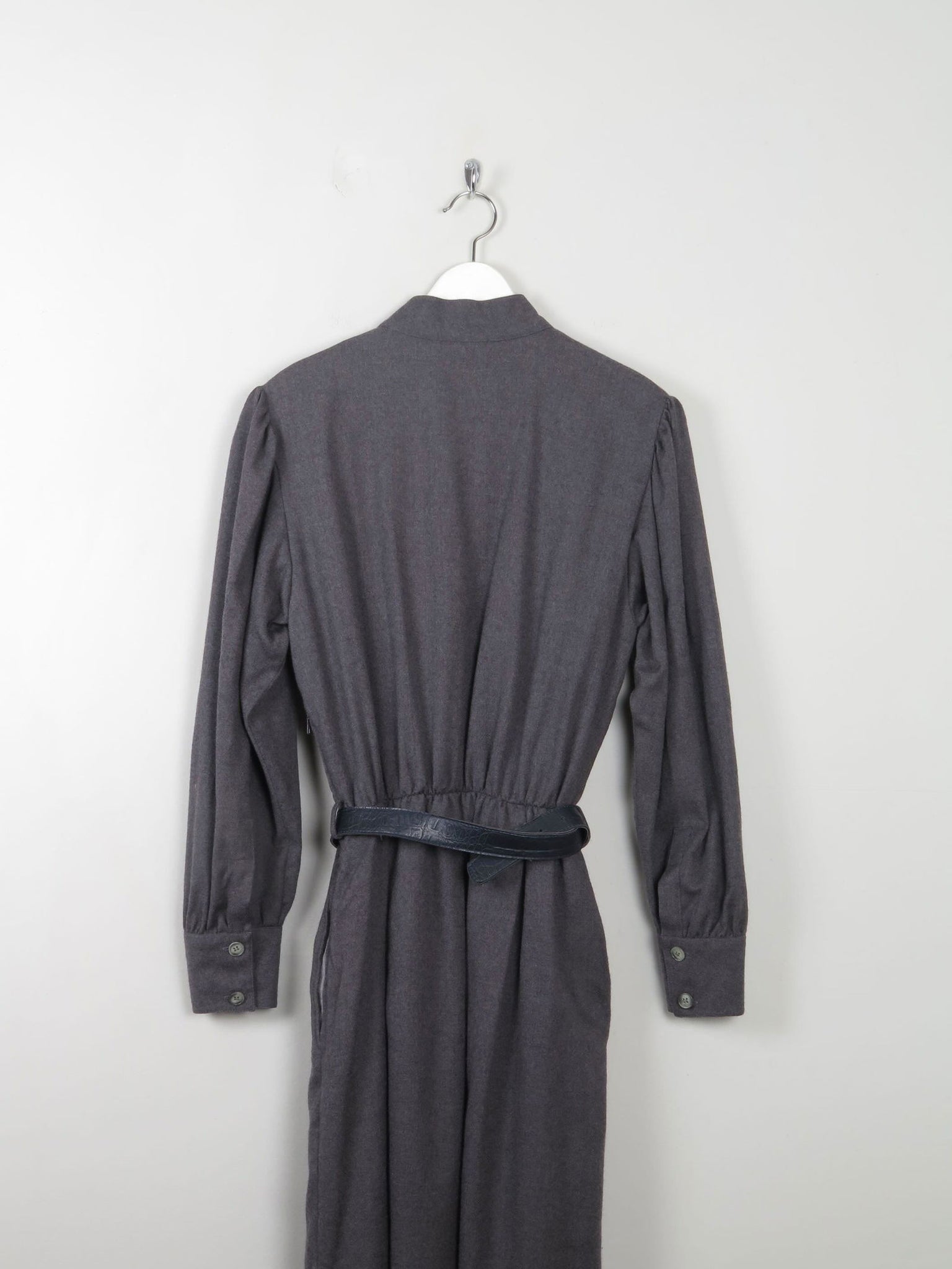Grey Wool Vintage Panelled Dress M/L - The Harlequin