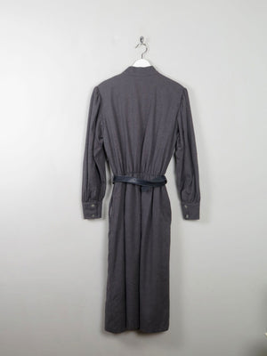 Grey Wool Vintage Panelled Dress M/L - The Harlequin