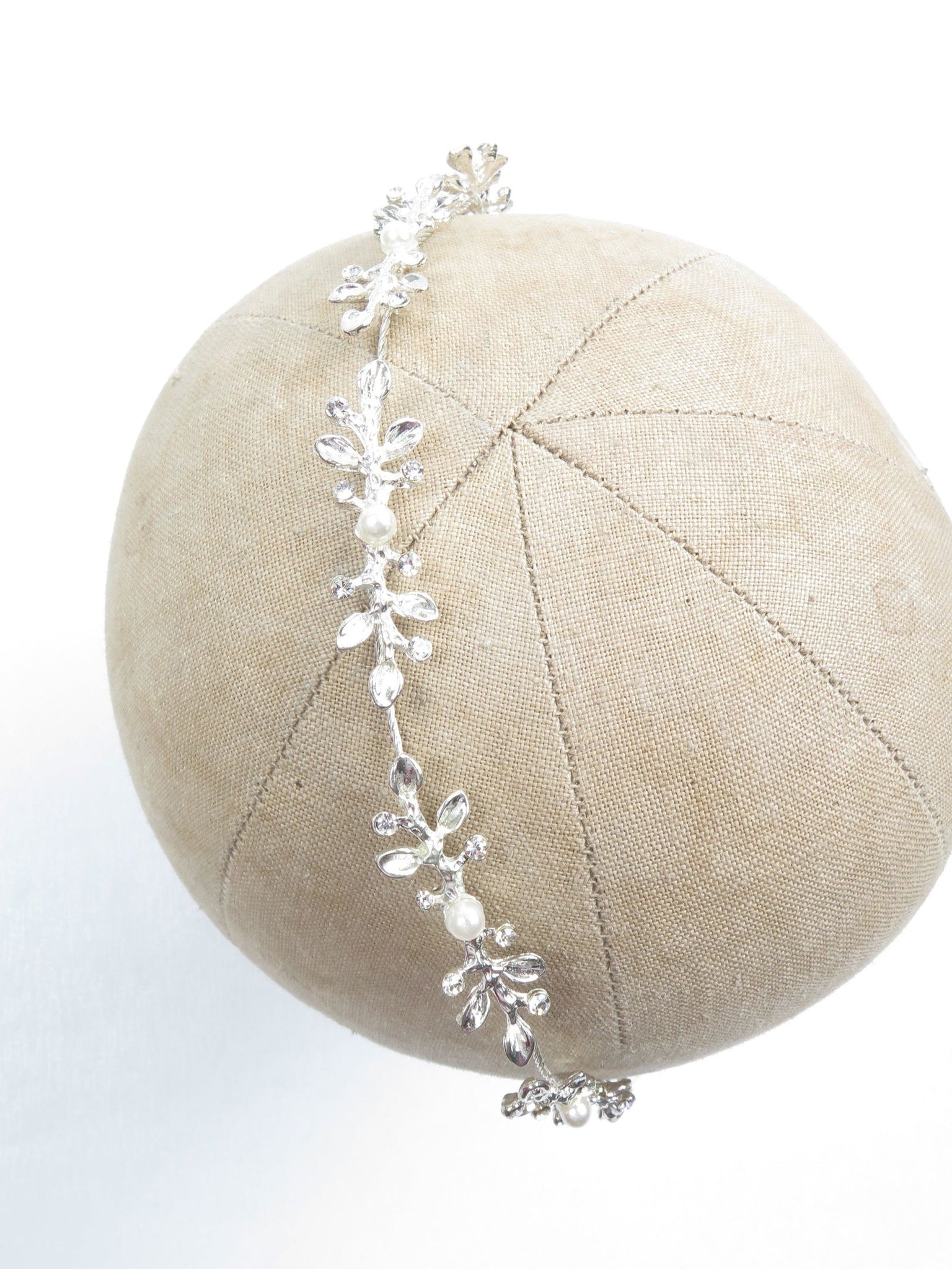Hair Vine Silver Floral & Pearl - The Harlequin