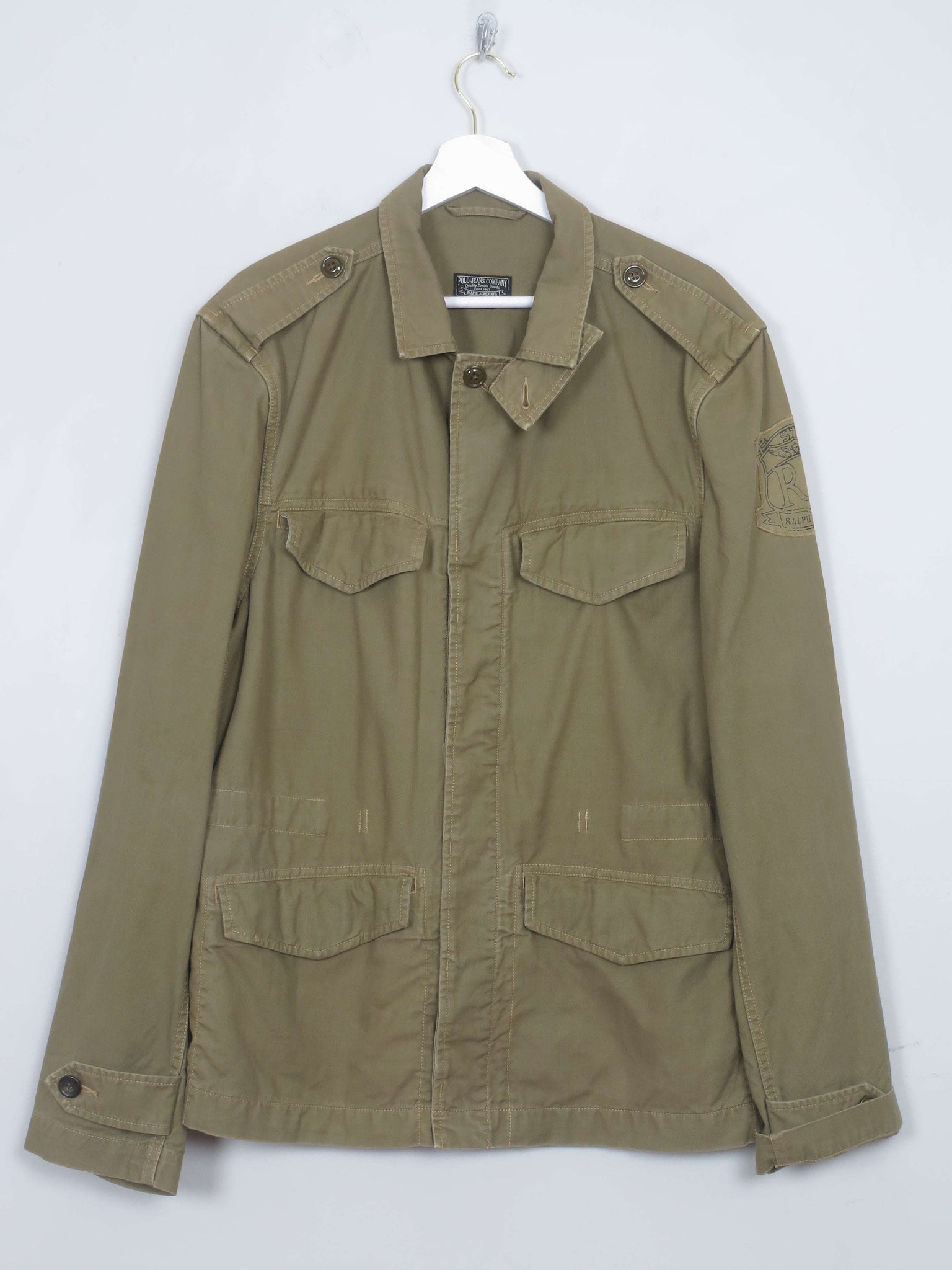 Men's Green Army Style Polo Jacket L/XL
