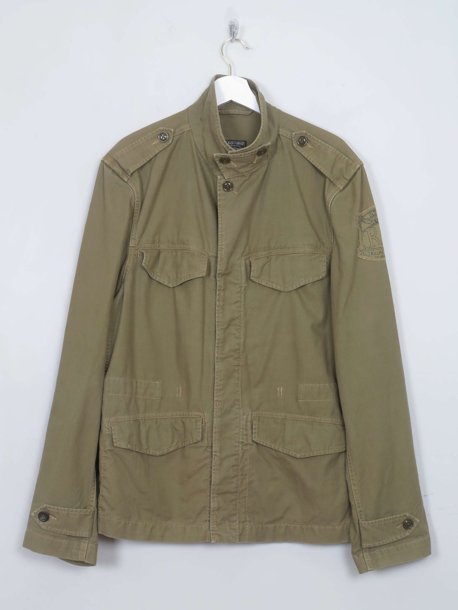 Men's Green Army Style Polo Jacket L/XL