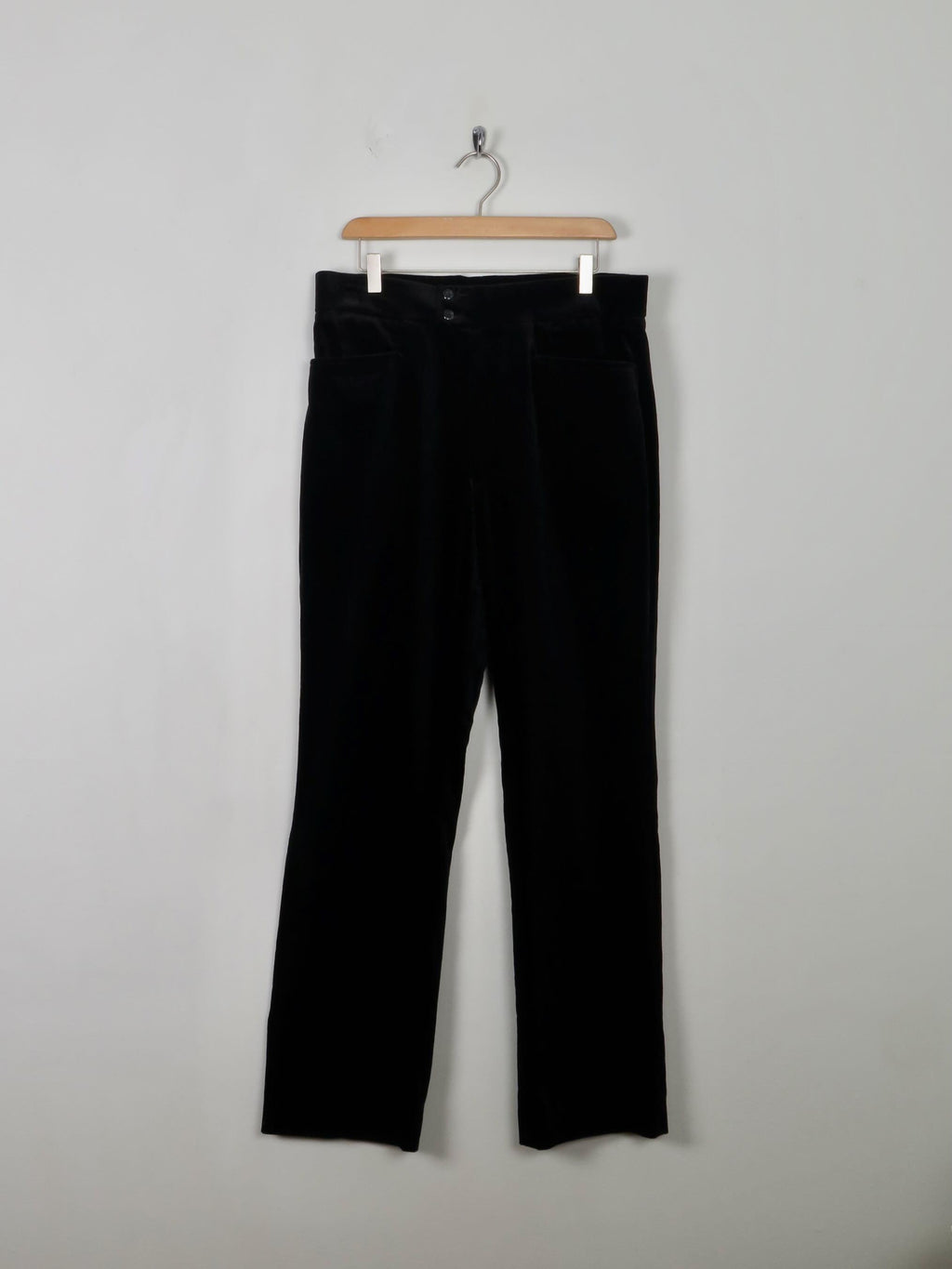 Men's Vintage Style Black Velvet Trousers  32"W 32" L - The Harlequin