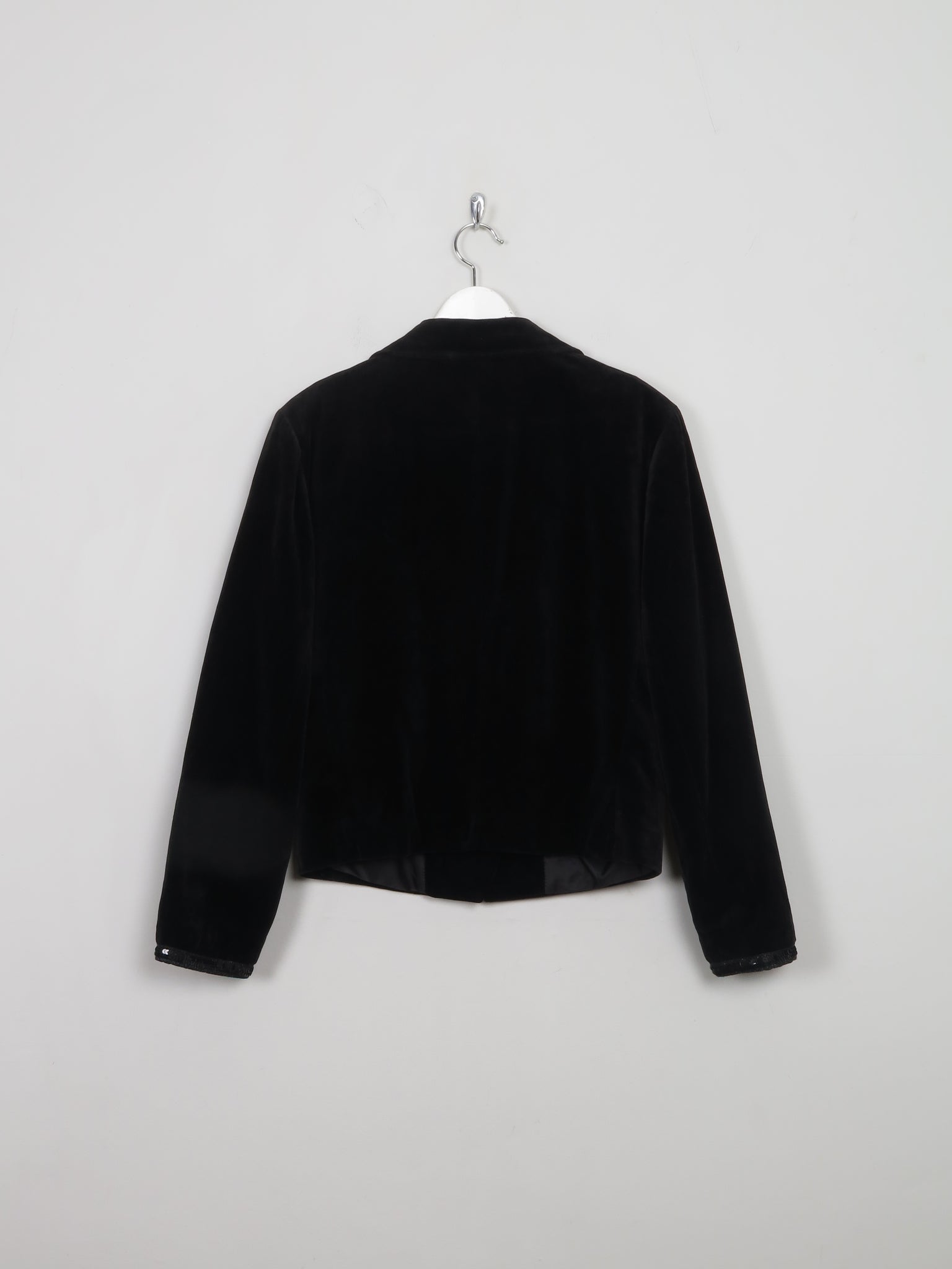 Women's  Vintage Black Velvet Jacket With Sequin S/M