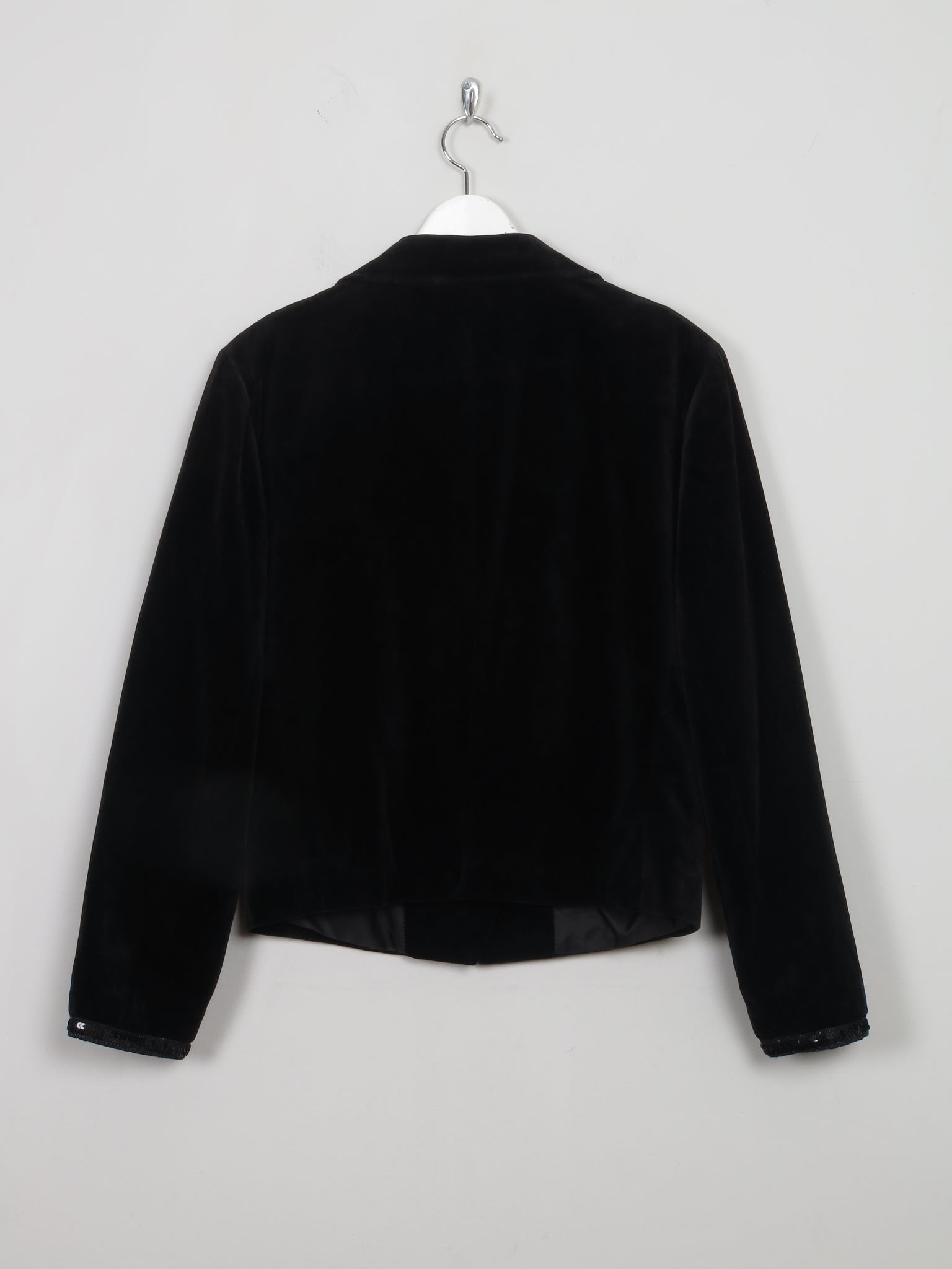 Women's  Vintage Black Velvet Jacket With Sequin S/M