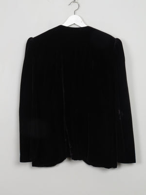 Women's Vintage Black Velvet Jacket With Pearls M