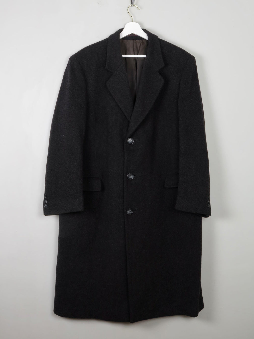 Men's Vintage Wool Crombie Coat L 44" - The Harlequin