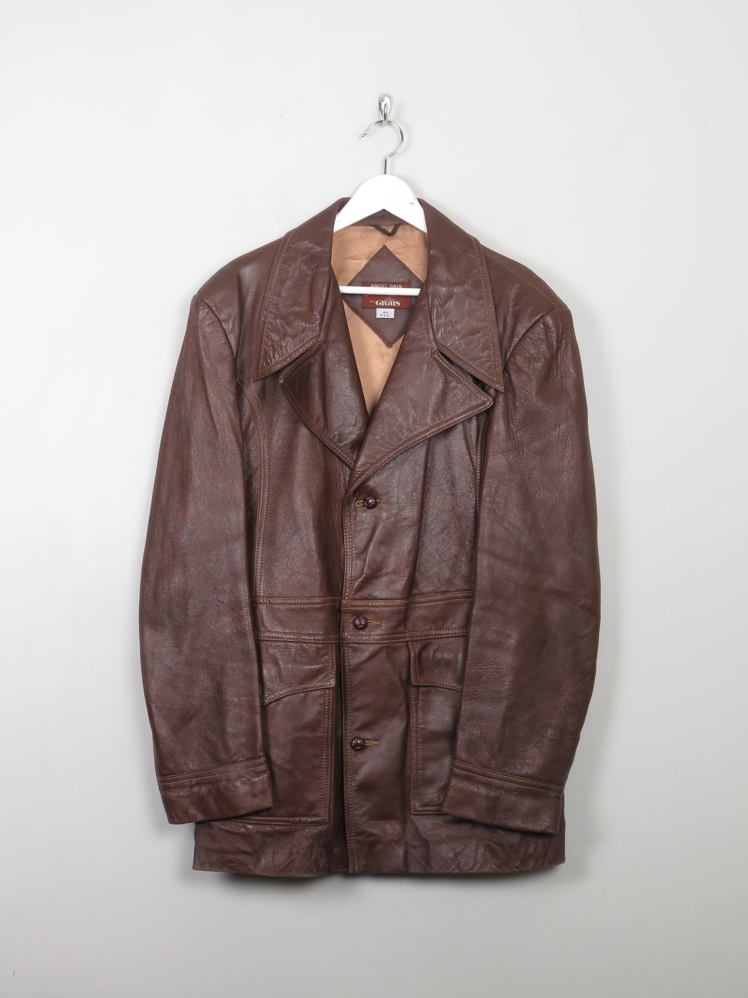 Men's Rust Vintage Leather Jacket L/44