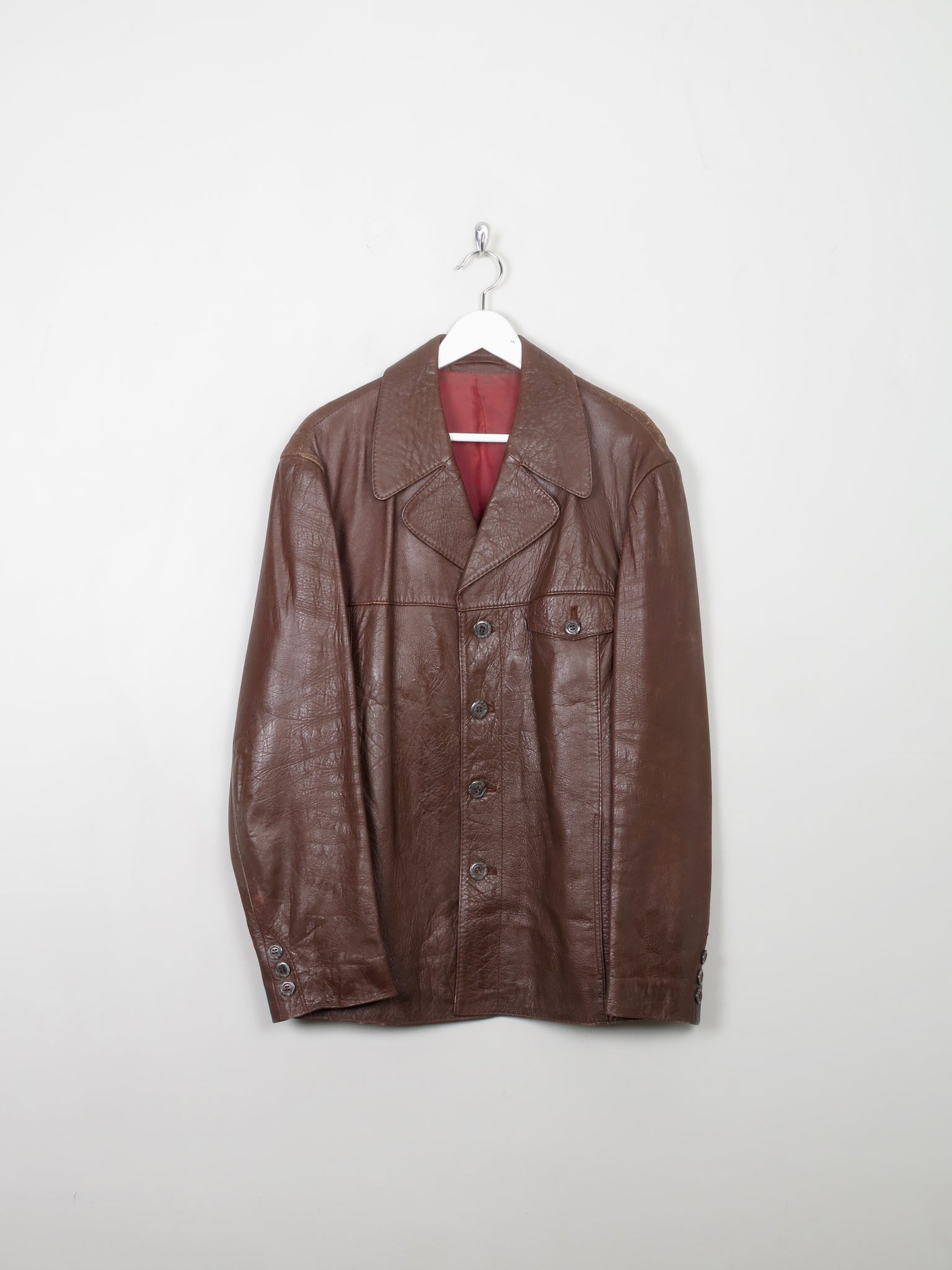 Men's Vintage Rust Leather Jacket 44/L