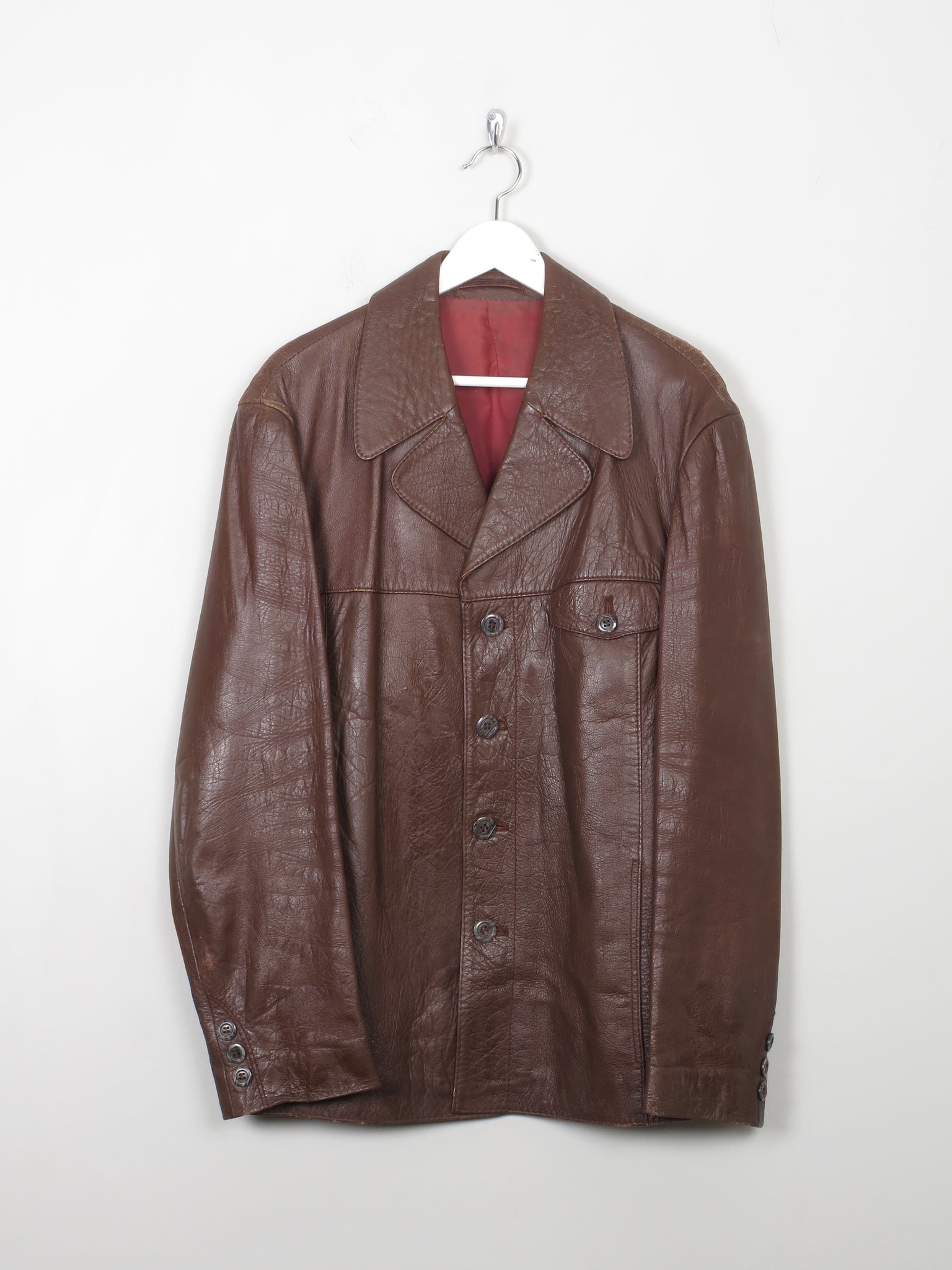 Men's Vintage Rust Leather Jacket 44/L