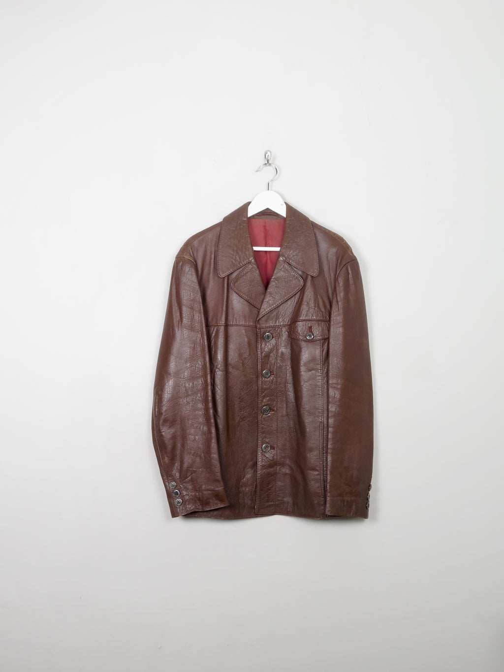 Men's Vintage Rust Leather Jacket 44