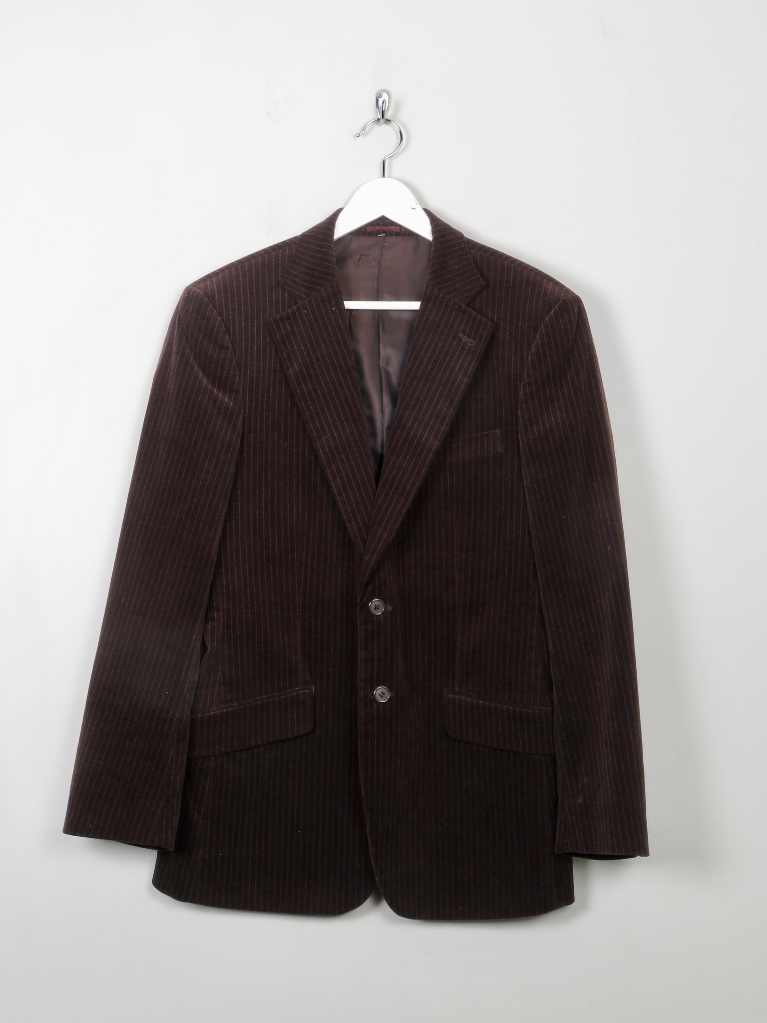 Men's Vintage Brown Velvet Jacket With Stripes 40"