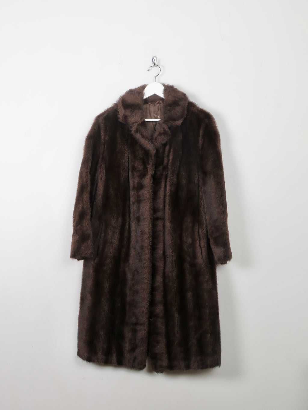 Women's Vintage Brown Faux Fur Coat S/M