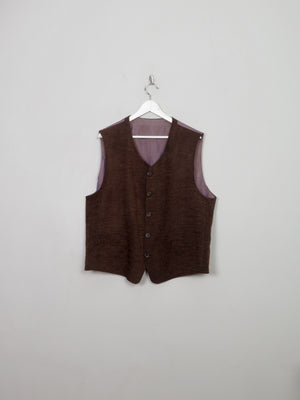 Men's Vintage Rust/Brown Chenille Waistcoat 46" XL