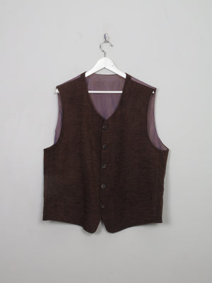 Men's Vintage Rust/Brown Chenille Waistcoat 46" XL