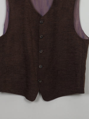 Men's Vintage Rust/Brown Chenille Waistcoat 46" XL