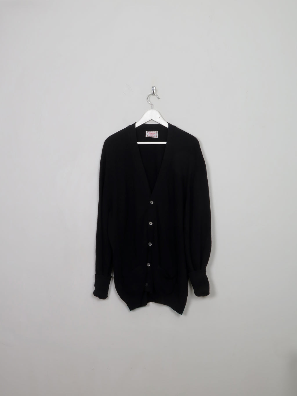 Men's Vintage Black Wool Cardigan L/XL