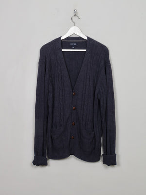 Men's Vintage Blue Cable-knit Cardigan L