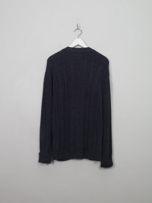 Men's Vintage Blue Cable-knit Cardigan L