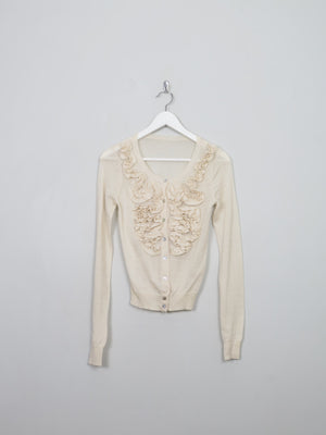 Women's Vintage Cream Wool Cropped Cardigan XS/S