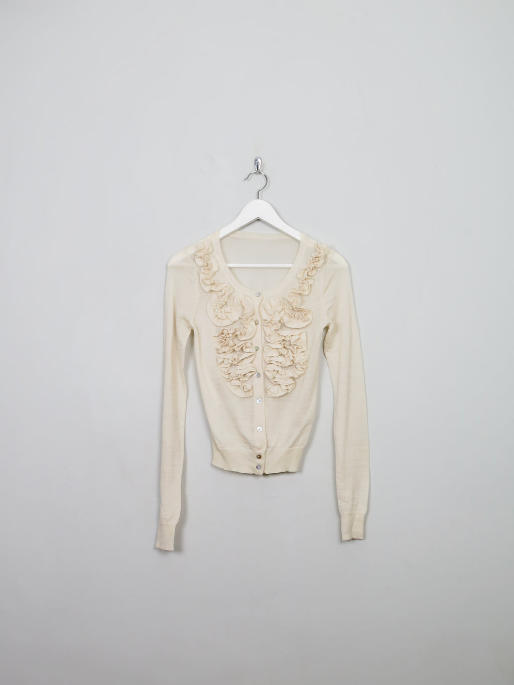 Women's Vintage Cream Wool Cropped Cardigan XS/S