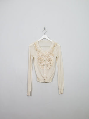 Women's Vintage Cream Wool Cropped Cardigan XS/S