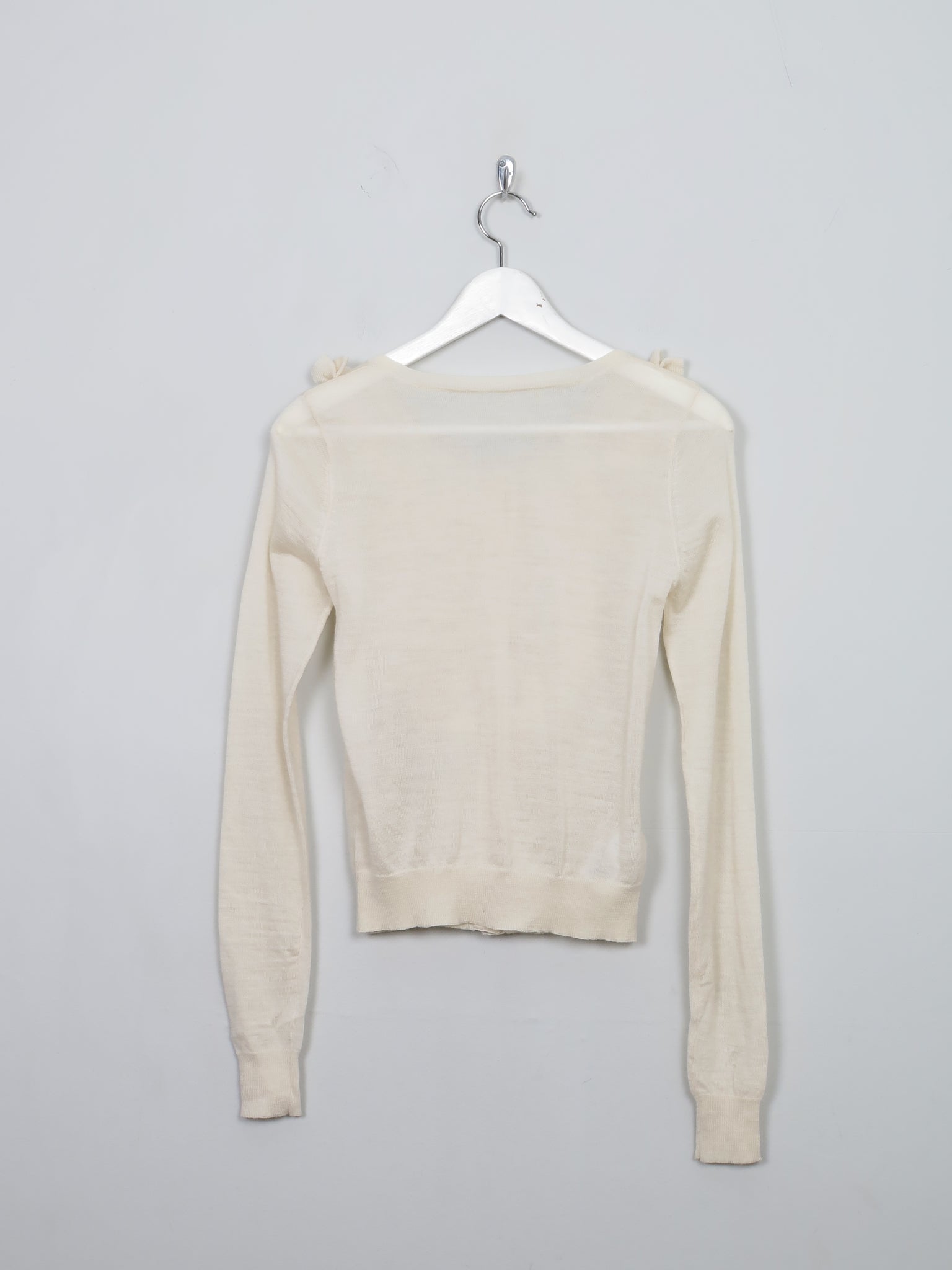 Women's Vintage Cream Wool Cropped Cardigan XS/S