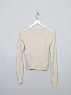 Women's Vintage Cream Wool Cropped Cardigan XS/S