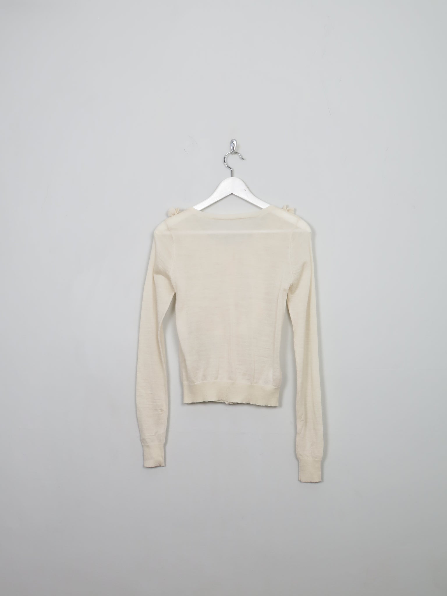 Women's Vintage Cream Wool Cropped Cardigan XS/S