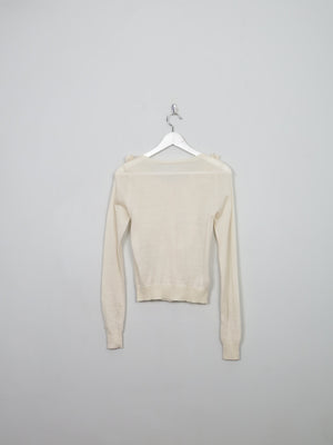 Women's Vintage Cream Wool Cropped Cardigan XS/S