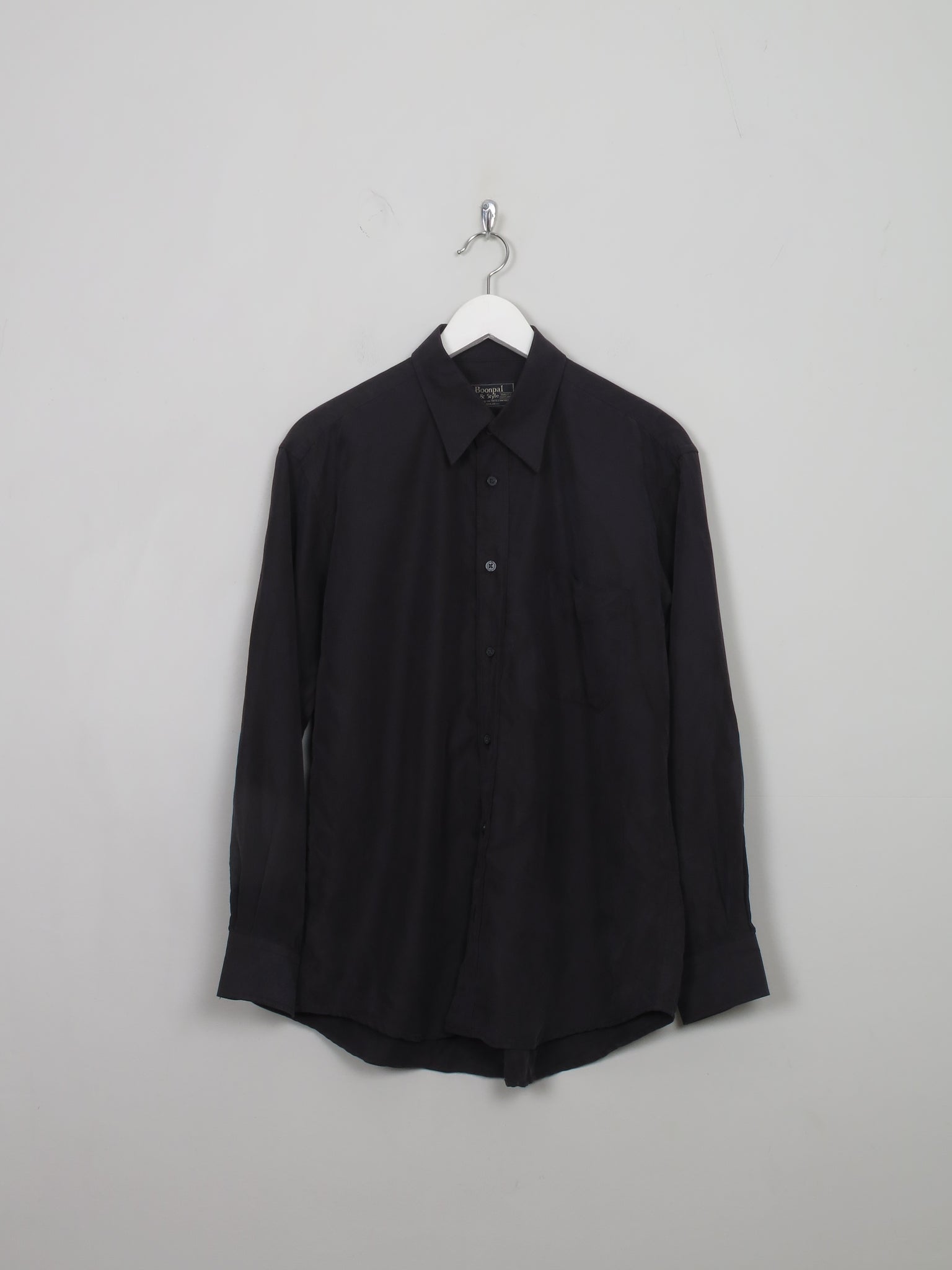 Men's Vintage Black Silk Shirt M