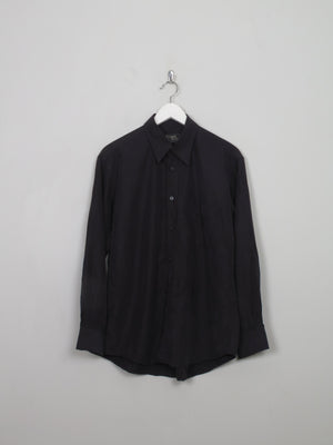 Men's Vintage Black Silk Shirt M