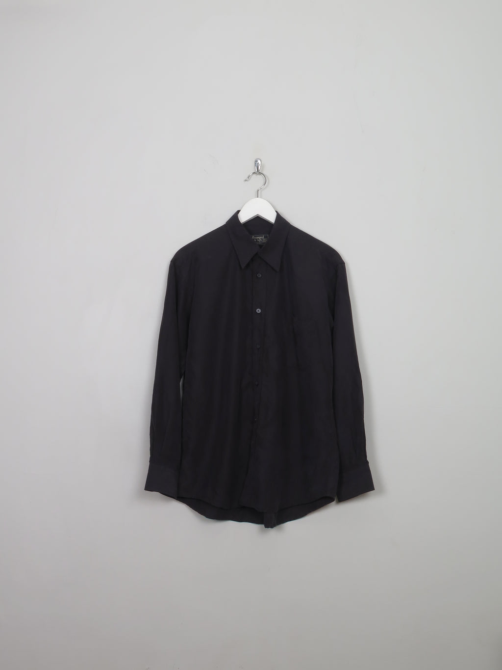 Men's Vintage Black Silk Shirt M