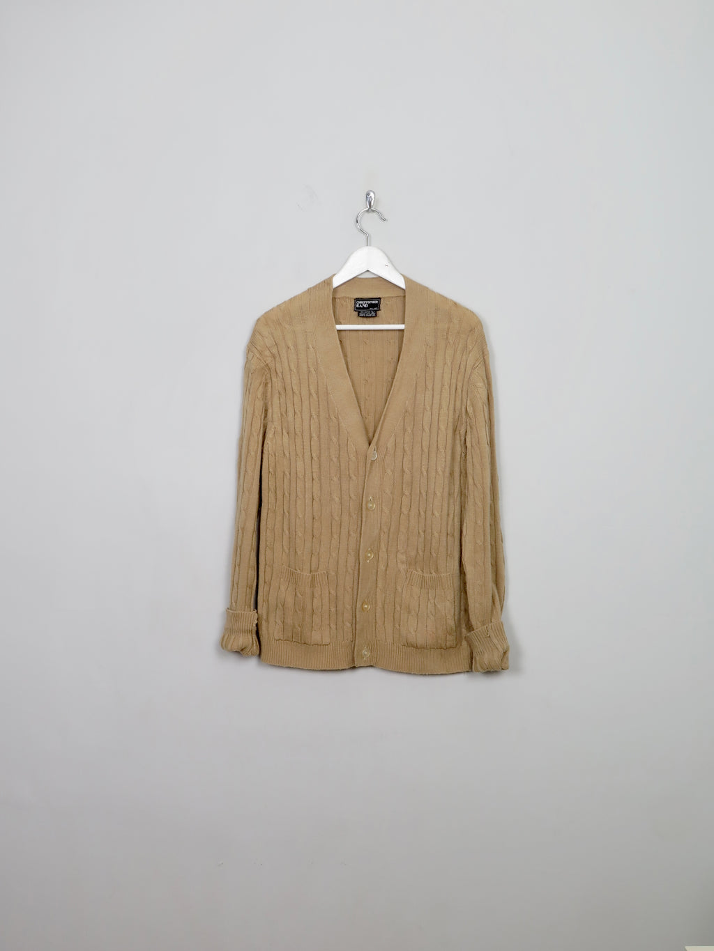 Men's Vintage Camel Cable-knit Cardigan  L