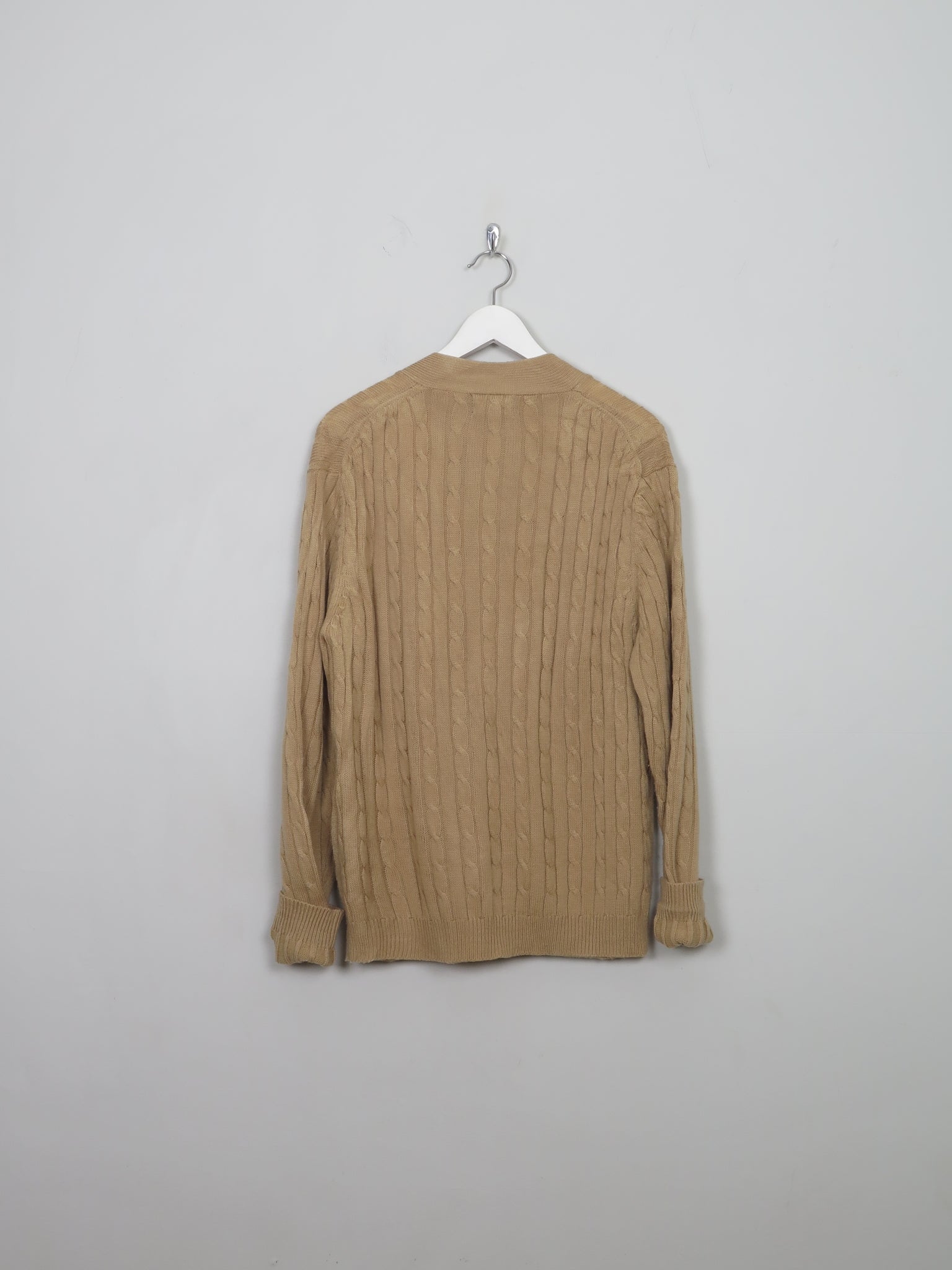 Men's Vintage Camel Cable-knit Cardigan  L