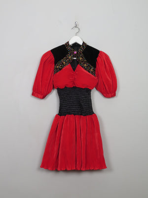 Vintage Red Embellished 80's Dress XS/S