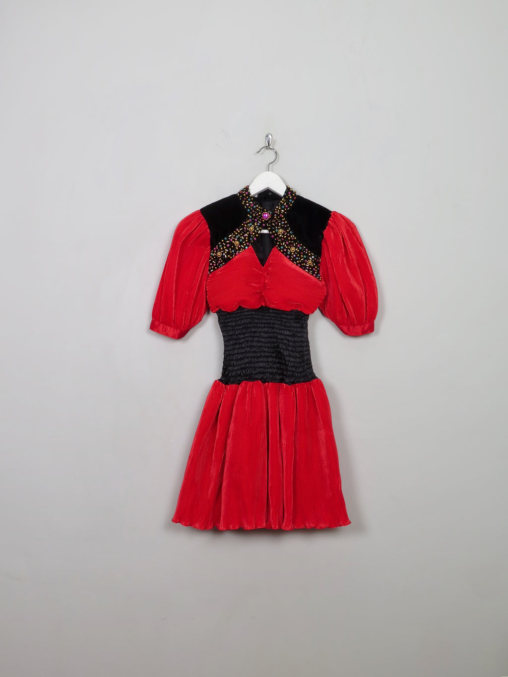 Vintage Red Embellished 80's Dress XS/S