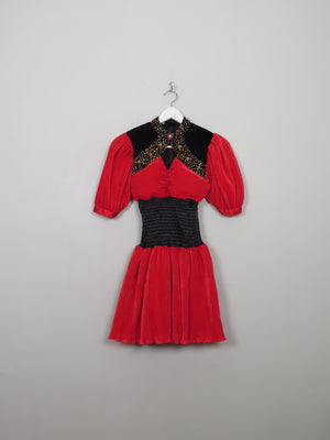 Vintage Red Embellished 80's Dress XS/S