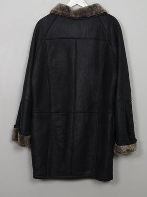 Women's Vintage Charcoal Black Sheepskin Coat S/M